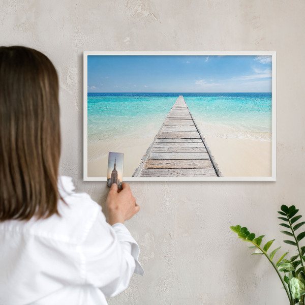 Magnetisch bord van metaal in een witte lijst Ocean Pier