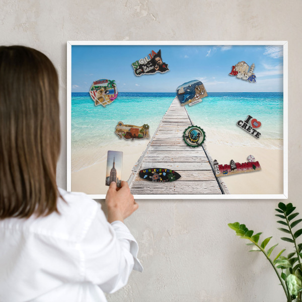 Magnetisch bord van metaal in een witte lijst Ocean Pier