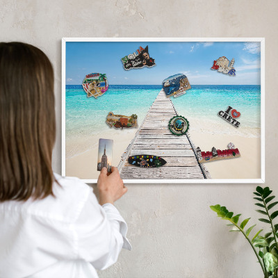Magnetisch bord van metaal in een witte lijst Ocean Pier