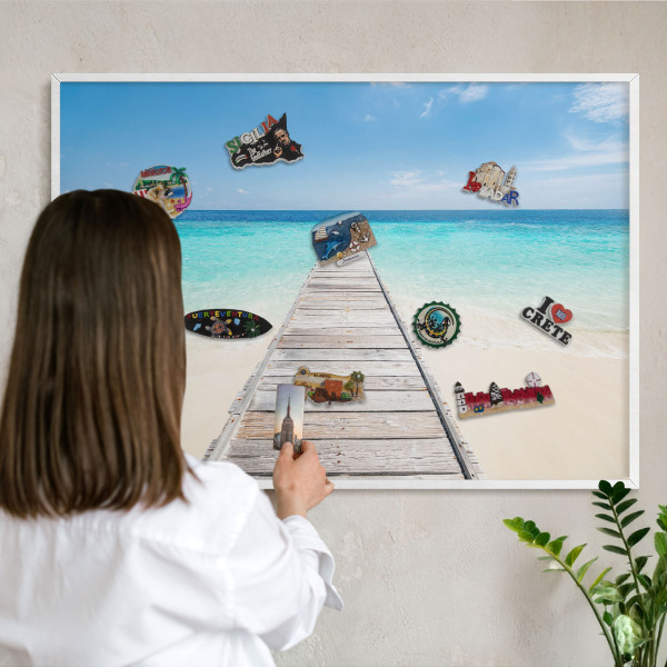 Magnetisch bord van metaal in een witte lijst Ocean Pier