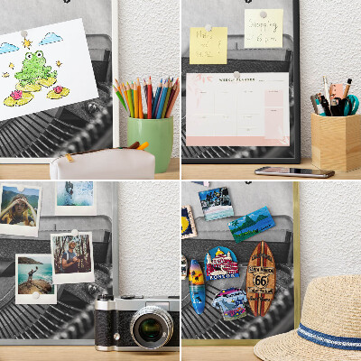Magnetisch bord voor de muur met witte lijst Vintage machine