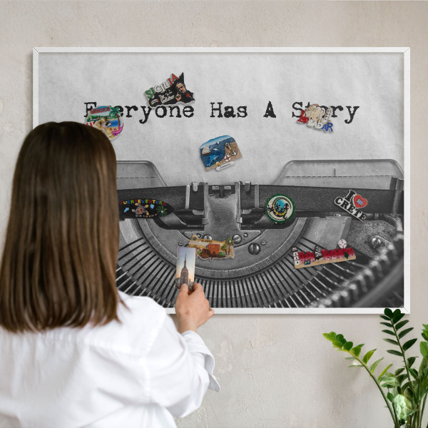 Magnetisch bord voor de muur met witte lijst Vintage machine