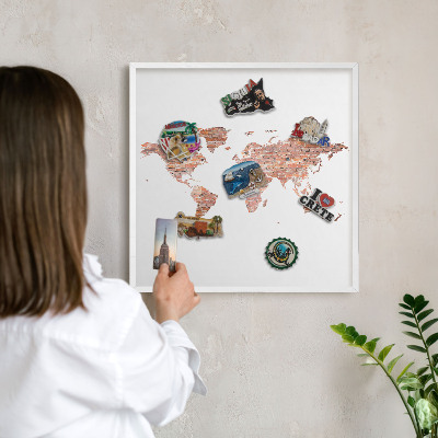 Magnetisch bord voor de muur met witte lijst Bakstenen plattegrond