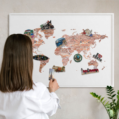 Magnetisch bord voor de muur met witte lijst Bakstenen plattegrond