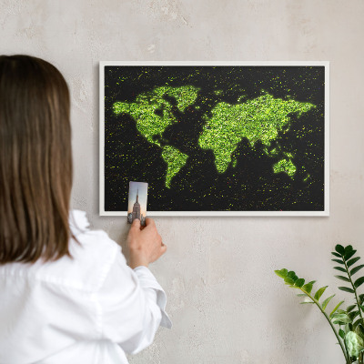 Magnetisch bord van metaal in een witte lijst Groene kaart