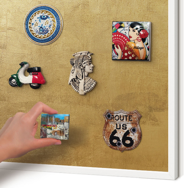Magnetisch bord voor de muur met witte lijst Gele textuur
