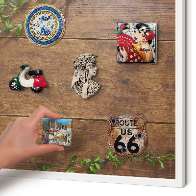 Magnetisch bord voor de muur met witte lijst Hout natuur
