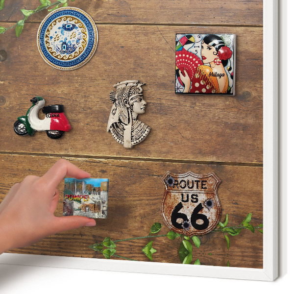 Magnetisch bord voor de muur met witte lijst Hout natuur
