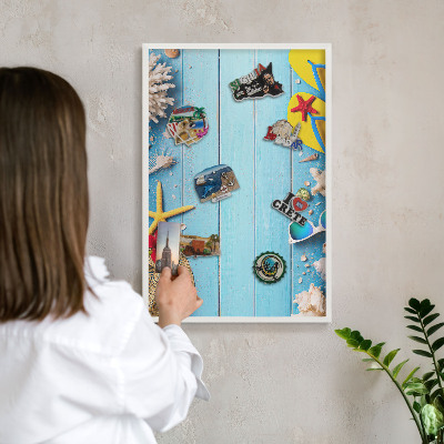 Magnetisch bord voor de muur met witte lijst Vakantiestrand