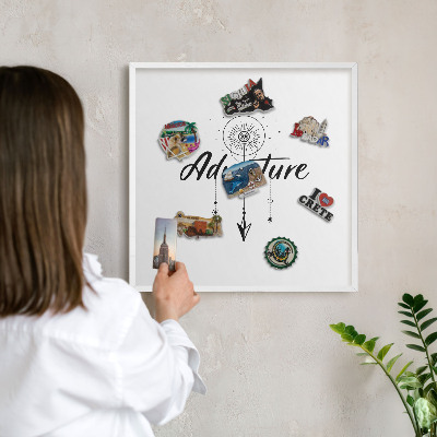 Magnetisch bord van metaal in een witte lijst Avontuurthema