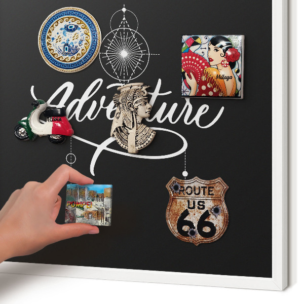 Magnetisch bord voor de muur met witte lijst Reisinspiratie