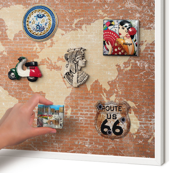 Magnetisch bord voor de muur met witte lijst Bakstenen plattegrond