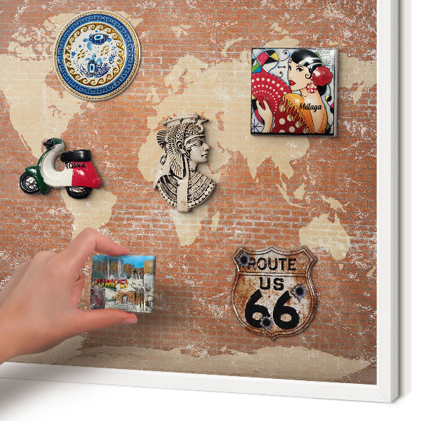 Magnetisch bord voor de muur met witte lijst Bakstenen plattegrond