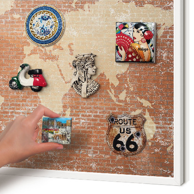 Magnetisch bord voor de muur met witte lijst Bakstenen plattegrond