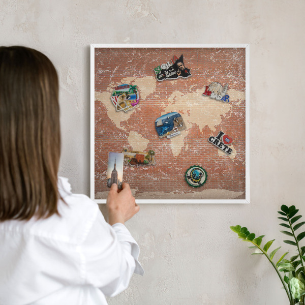 Magnetisch bord voor de muur met witte lijst Bakstenen plattegrond