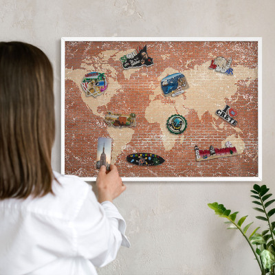 Magnetisch bord voor de muur met witte lijst Bakstenen plattegrond