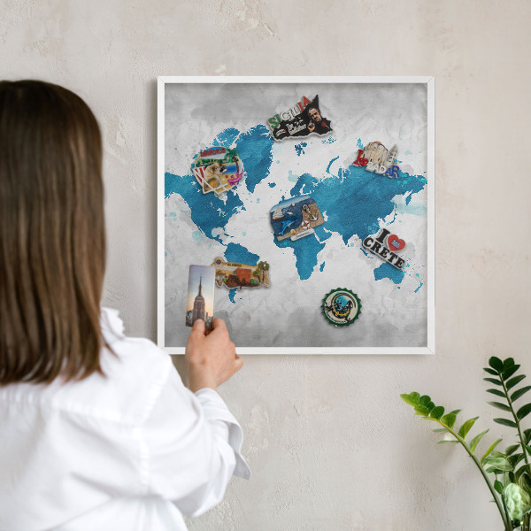 Magnetisch bord van metaal in een witte lijst Aquarelkaart