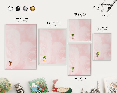 Magnetisch bord voor de muur met witte lijst Delicaat roze