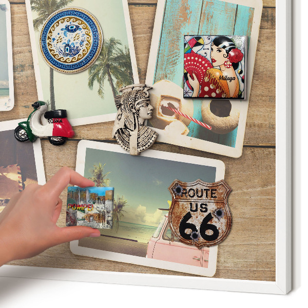 Magnetisch bord voor de muur met witte lijst Vakantienostalgie
