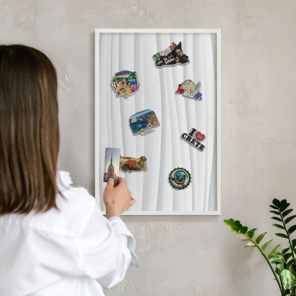 Magnetisch bord voor de muur met witte lijst Witte golven