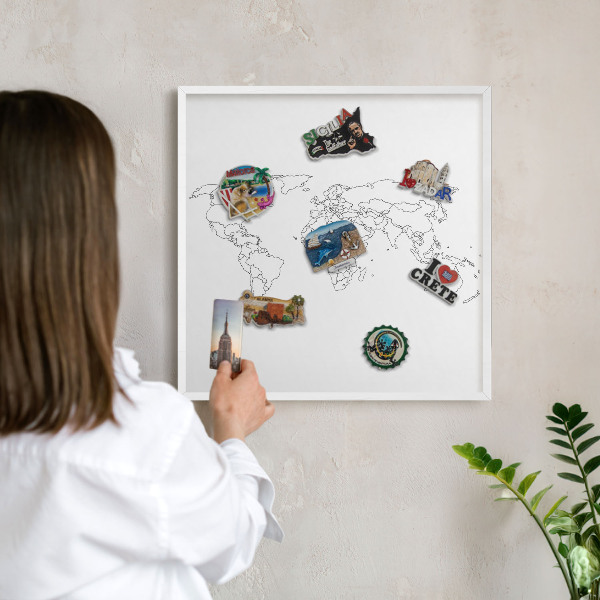 Magnetisch bord van metaal in een witte lijst Contourkaart