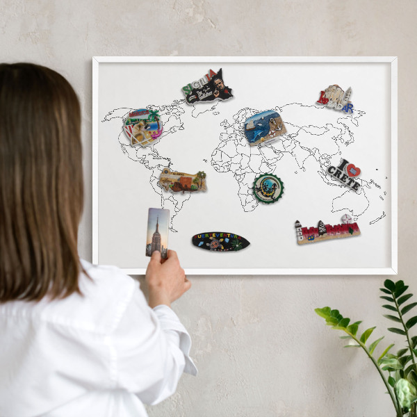 Magnetisch bord van metaal in een witte lijst Contourkaart