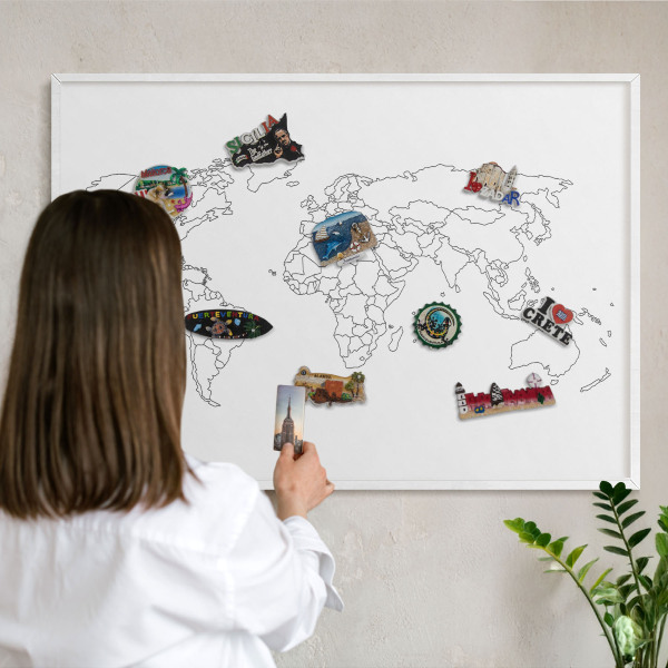 Magnetisch bord van metaal in een witte lijst Contourkaart