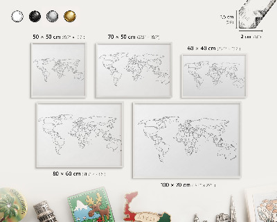 Magnetisch bord van metaal in een witte lijst Contourkaart