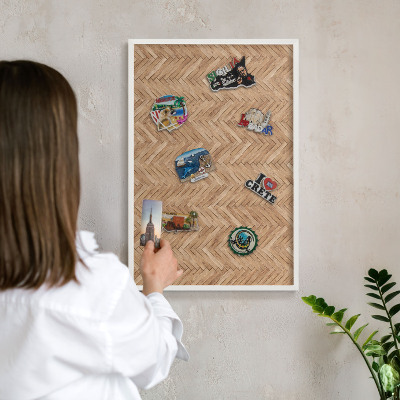 Magnetisch bord van metaal in een witte lijst Visgraatpatroon