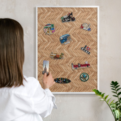 Magnetisch bord van metaal in een witte lijst Visgraatpatroon