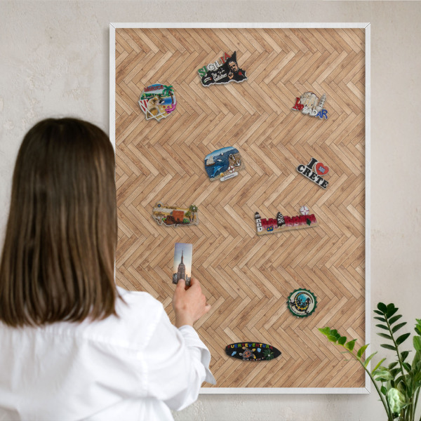 Magnetisch bord van metaal in een witte lijst Visgraatpatroon