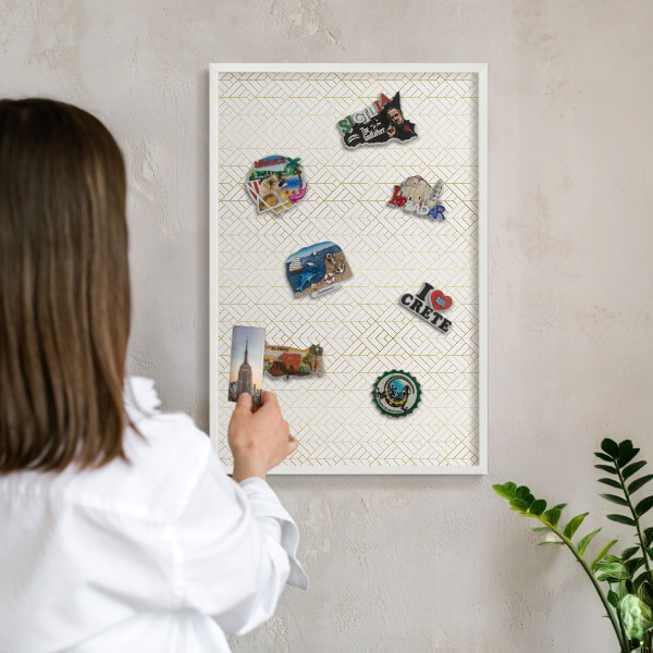 Magnetisch bord voor de muur met witte lijst Bladgeometrie