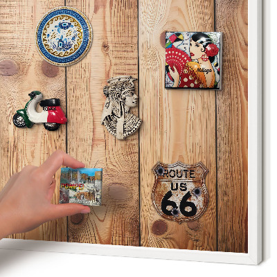 Magnetisch bord voor de muur met witte lijst Houten planken