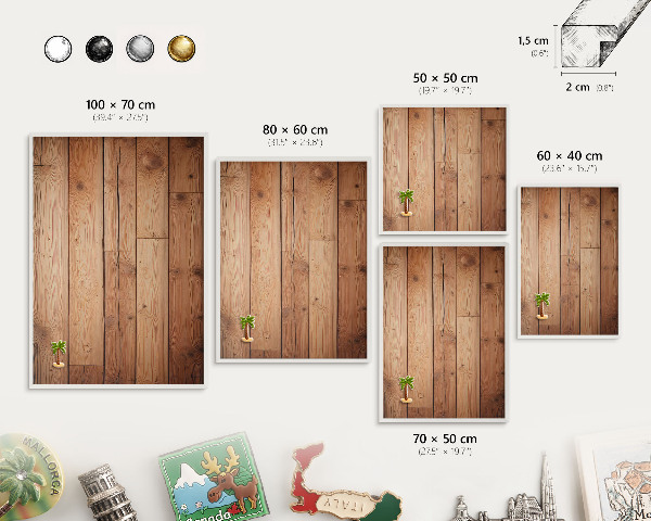 Magnetisch bord van metaal in een witte lijst Houten planken