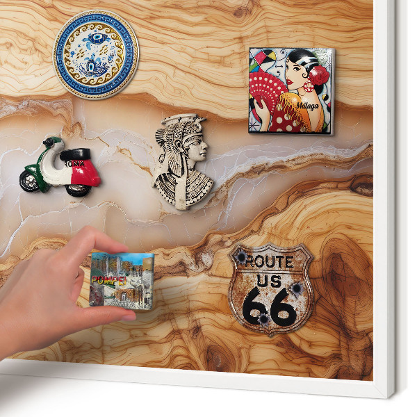 Magnetisch bord voor de muur met witte lijst Houten elegantie