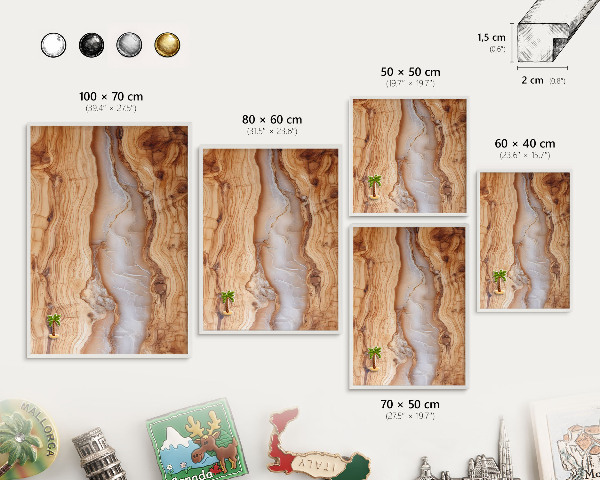 Magnetisch bord voor de muur met witte lijst Houten elegantie