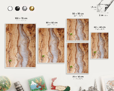 Magnetisch bord voor de muur met witte lijst Houten elegantie
