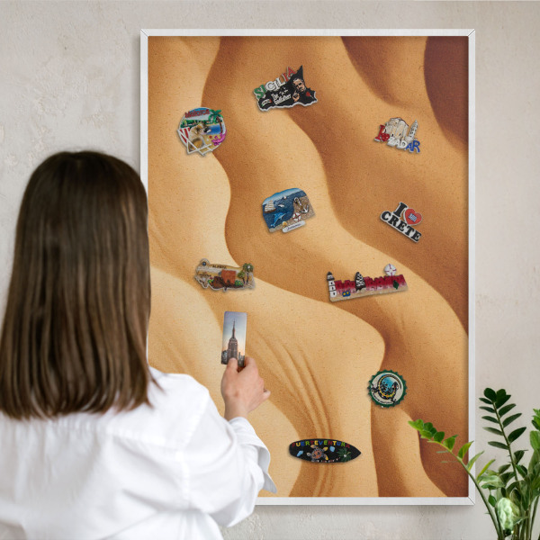 Magnetisch bord voor de muur met witte lijst Zandgolven