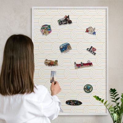 Magnetisch bord van metaal in een witte lijst Artistieke bogen