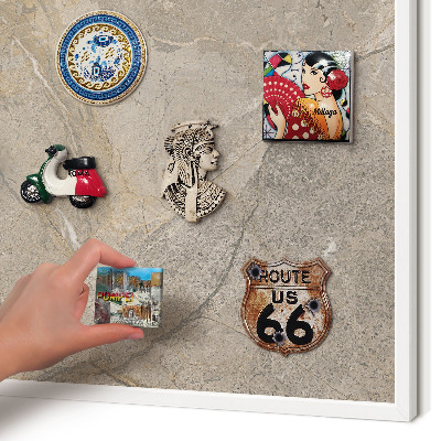 Magnetisch bord van metaal in een witte lijst Beige steen