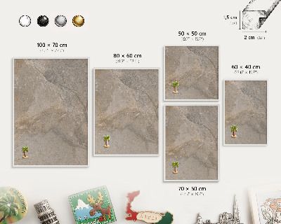 Magnetisch bord van metaal in een witte lijst Beige steen