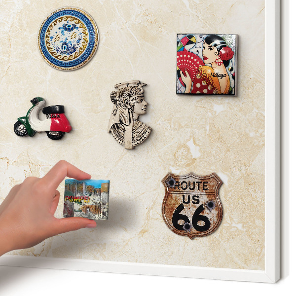 Magnetisch bord voor de muur met witte lijst Delicaat marmer