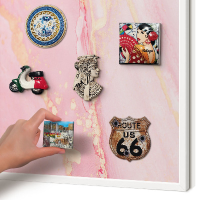 Magnetisch bord voor de muur met witte lijst Roze elegantie