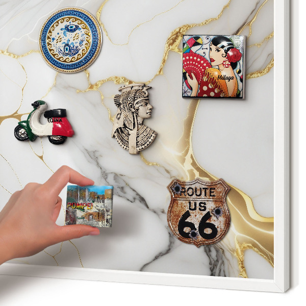 Magnetisch bord voor de muur met witte lijst Abstract marmer