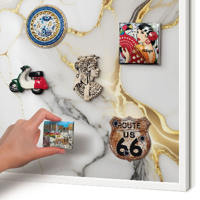 Magnetisch bord voor de muur met witte lijst Abstract marmer