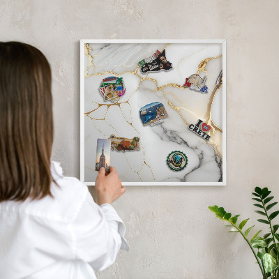 Magnetisch bord voor de muur met witte lijst Abstract marmer