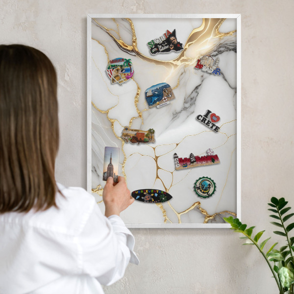 Magnetisch bord voor de muur met witte lijst Abstract marmer