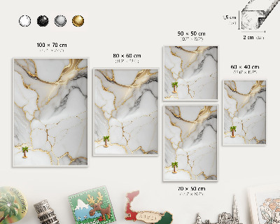 Magnetisch bord voor de muur met witte lijst Abstract marmer