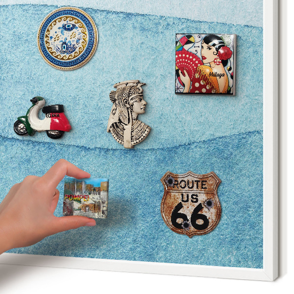 Magnetisch bord voor de muur met witte lijst Blauwe golven