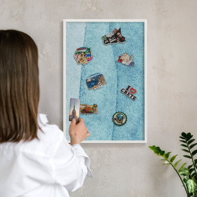 Magnetisch bord voor de muur met witte lijst Blauwe golven
